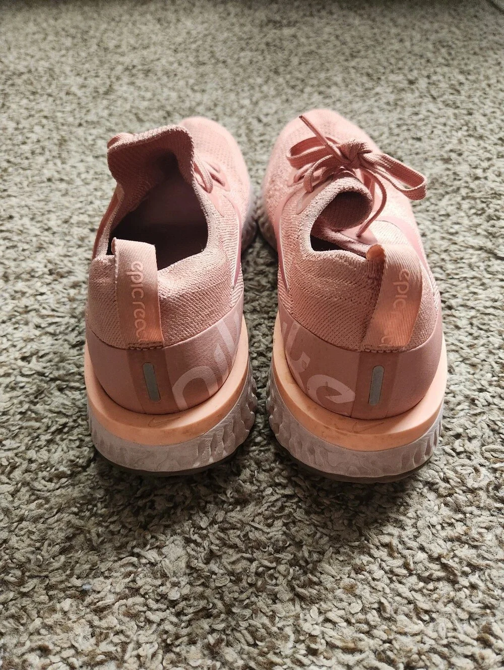 Nike Epic React Flyknit Pink Tint Sneakers - Picture 6 of 7